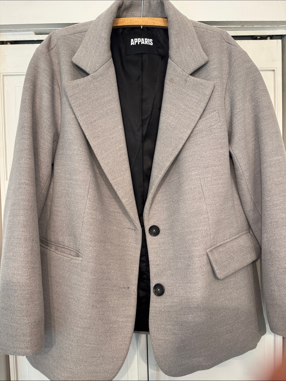 Apparis Light Grey Single-Breasted Wool-Blend Blazer